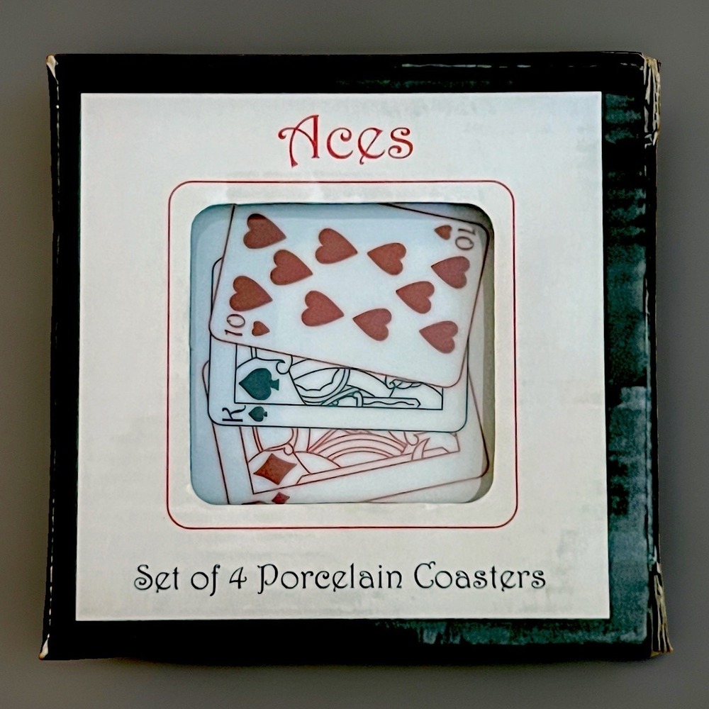 BIA Cordon Bleu Aces Porcelain Coaster Set of 4 Playing Cards Poker 2003 NIB